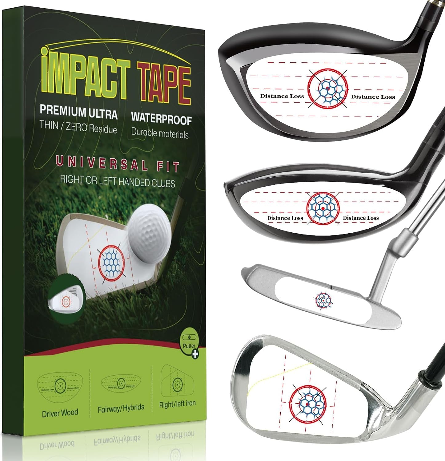 Golf Impact Tape – 162 Golf Club Impact Stickers for Instant Swing Feedback