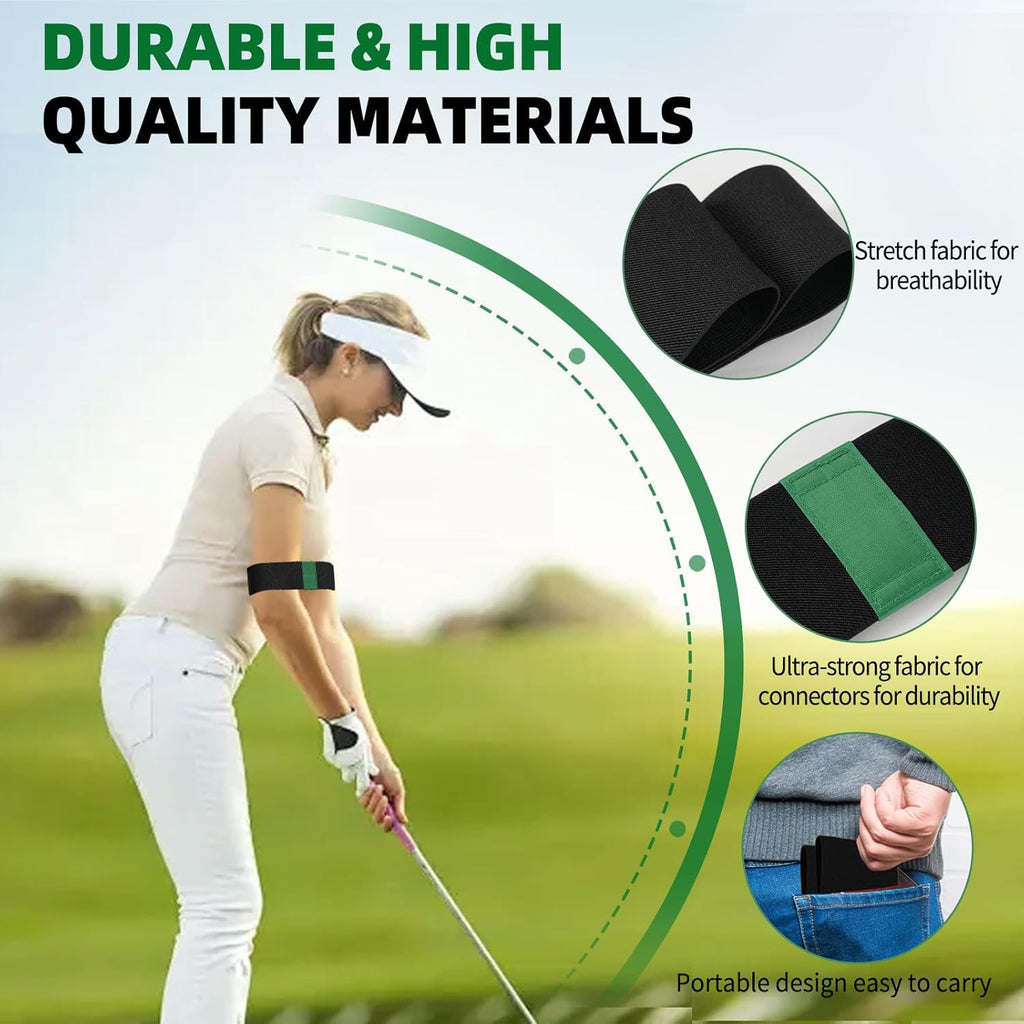Golf Swing Trainer Aid 2Pcs – Portable Golf Training Aid for Beginners, Swing Correcting Arm Band to Improve Golf Swing Mechanics, Durable & Lightweight Design for Indoor & Outdoor Use - Green&Red