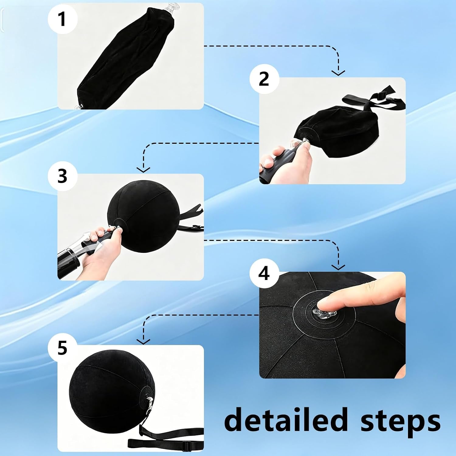 Golf Training Aid Set with Swing Smart Ball & Wrist Support, Inflatable Golf Swing Trainer for Posture Correction, Straight Arm & Chicken Wing Fix, Golf Practice Equipment for Beginners
