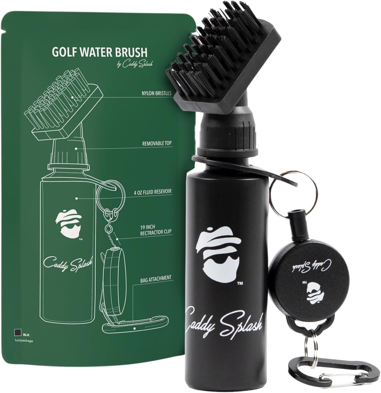 Golf Club Water Brush Cleaner with Retractable Clip