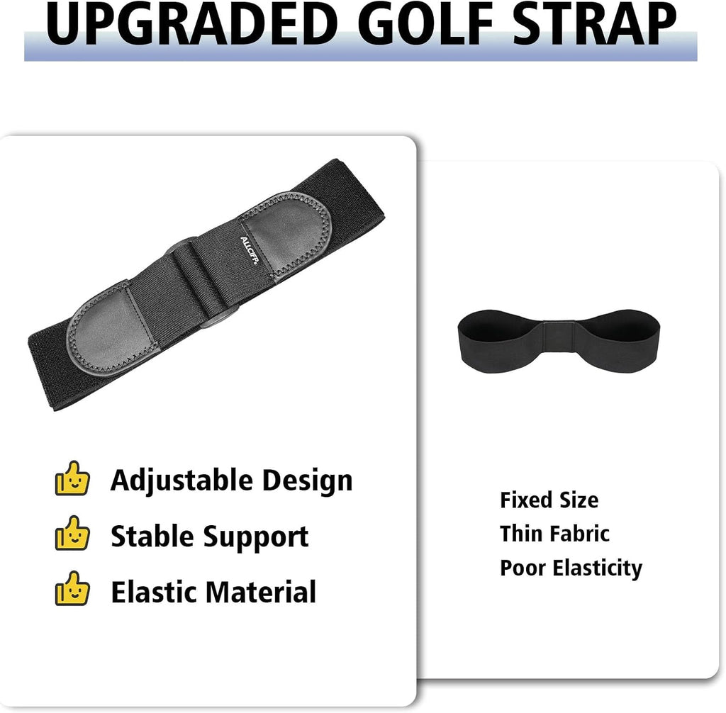 Adjustable Golf Swing Trainer, Swing Training Aid, Golf Swing Arm Band | Adjustable Length, PU Leather Heads, Extra Width