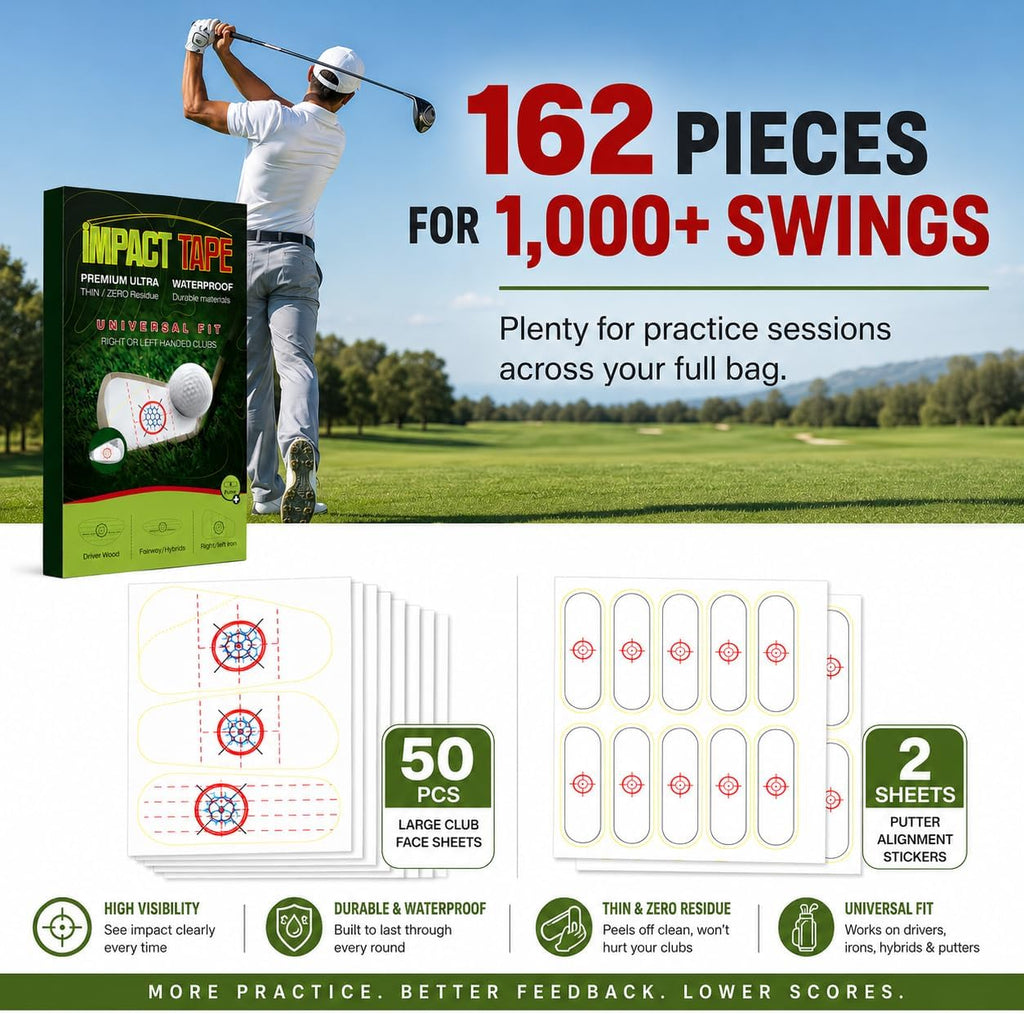 Golf Impact Tape – 162 Golf Club Impact Stickers for Instant Swing Feedback