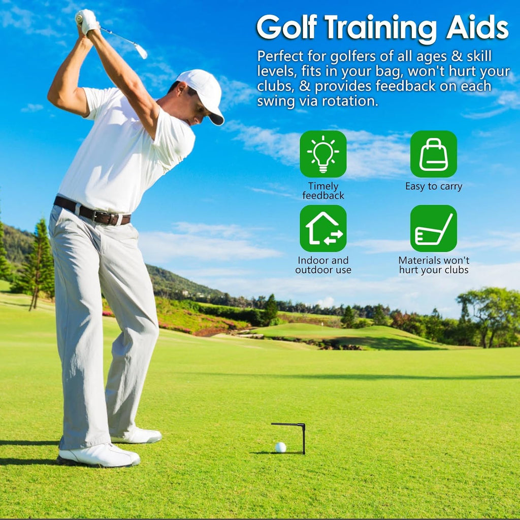 Golf Slice Corrector – Portable inside Approach Swing Trainer, Lightweight Practice Aid for Golfers of All Ages & Skill Levels - Reduce Slicing Topping (Right-Angle Design)