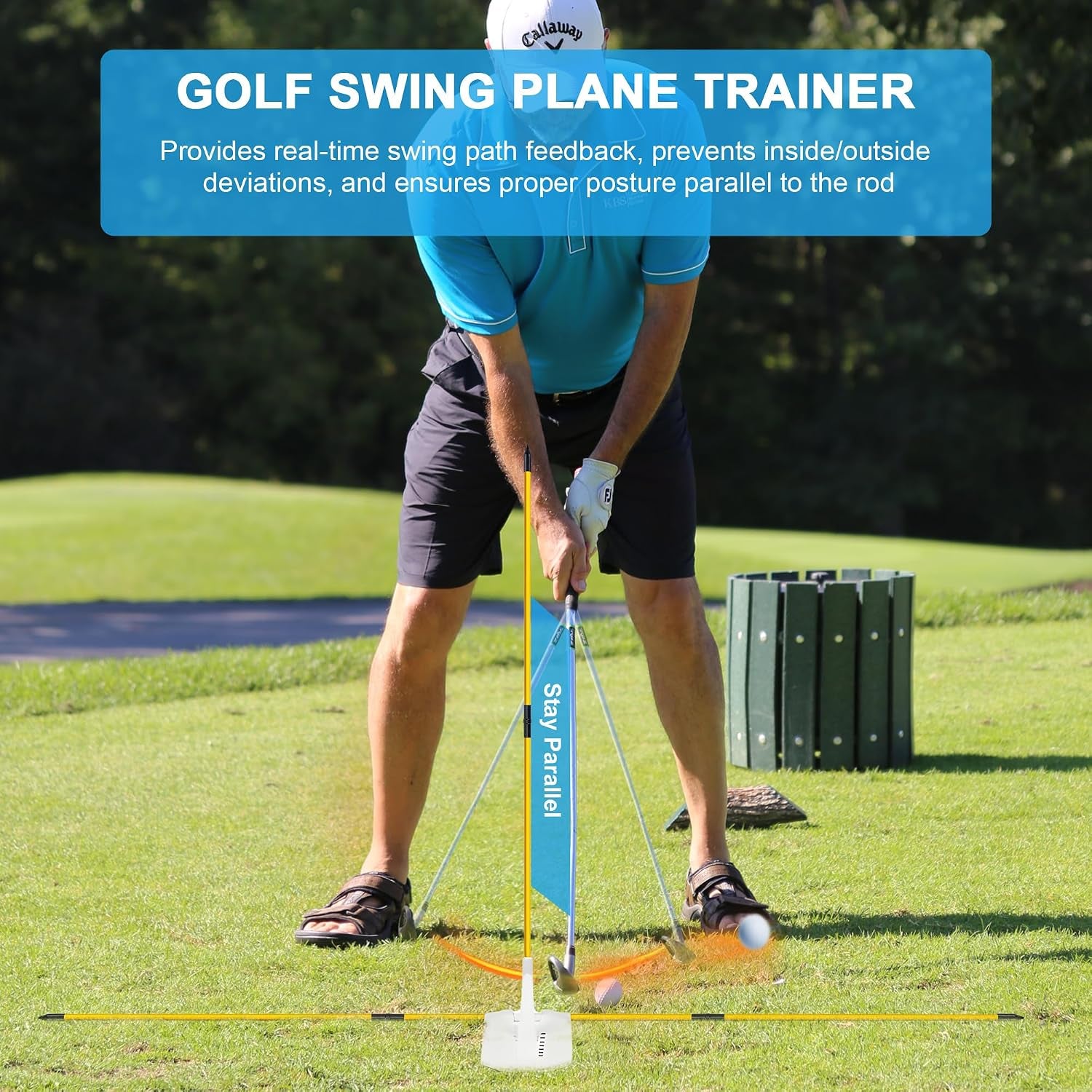 Golf Swing Plane Trainer Set – Alignment Sticks Holder for Posture, Aim & Path