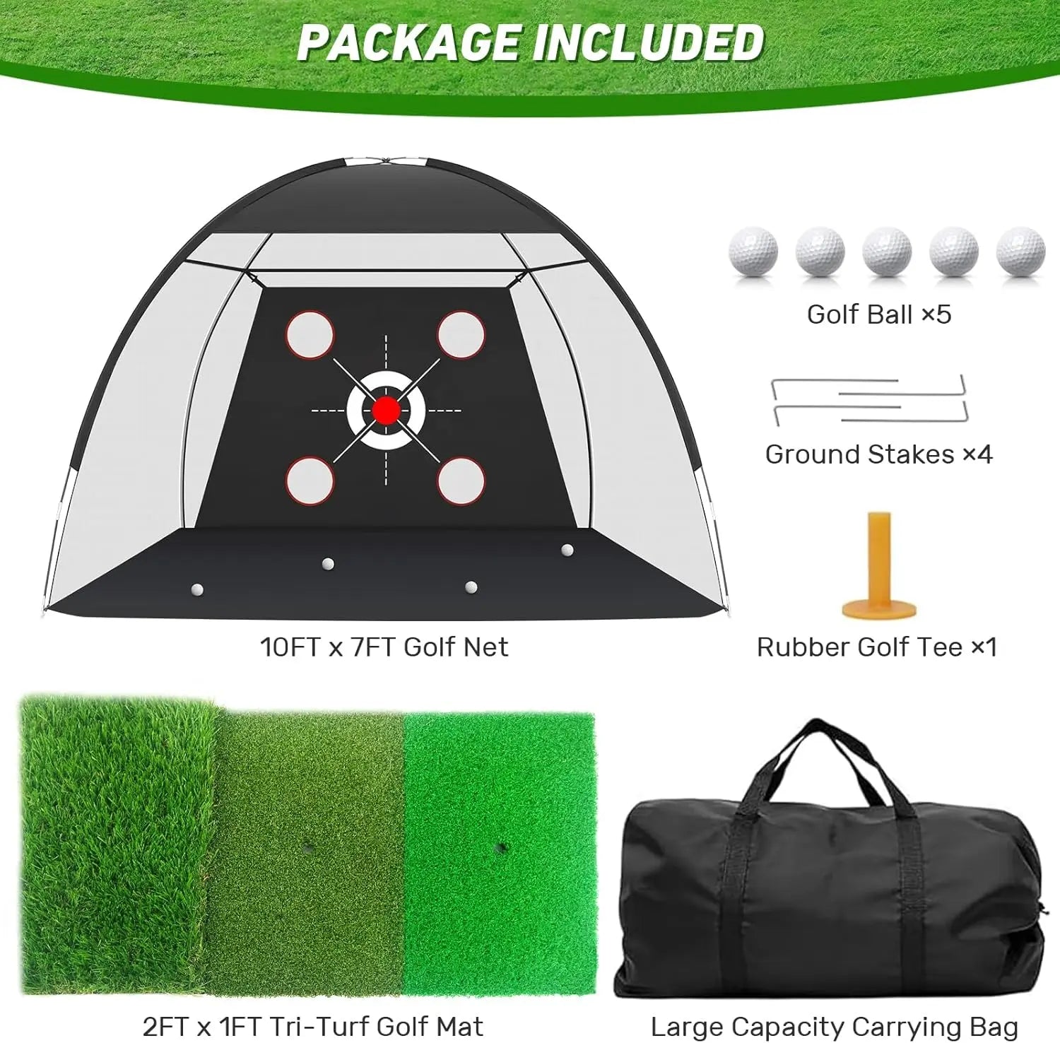 10x7 Golf Practice Net with Mat & Target System