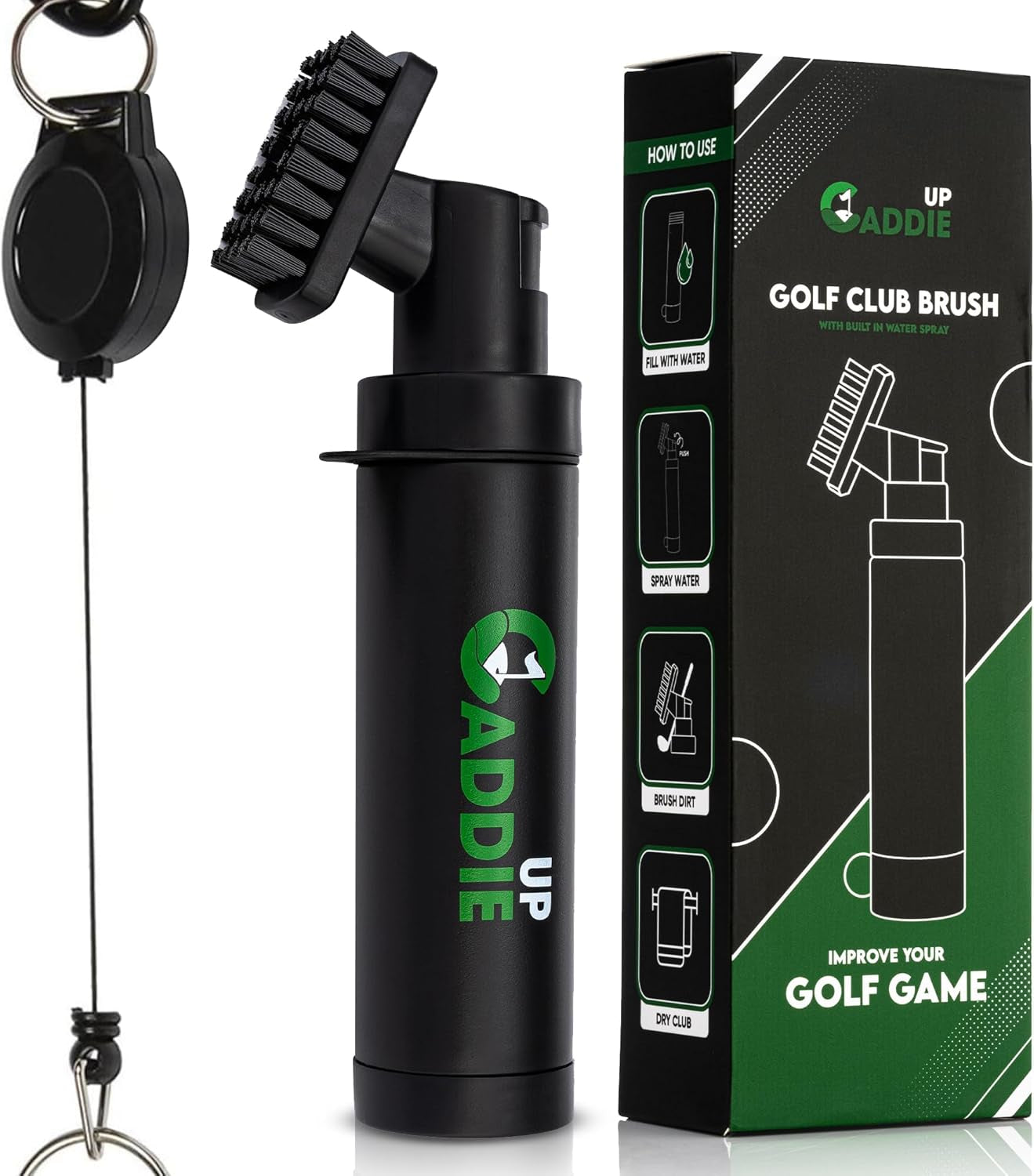 Golf Club Cleaning Brush with Water Spray & Groove Cleaner