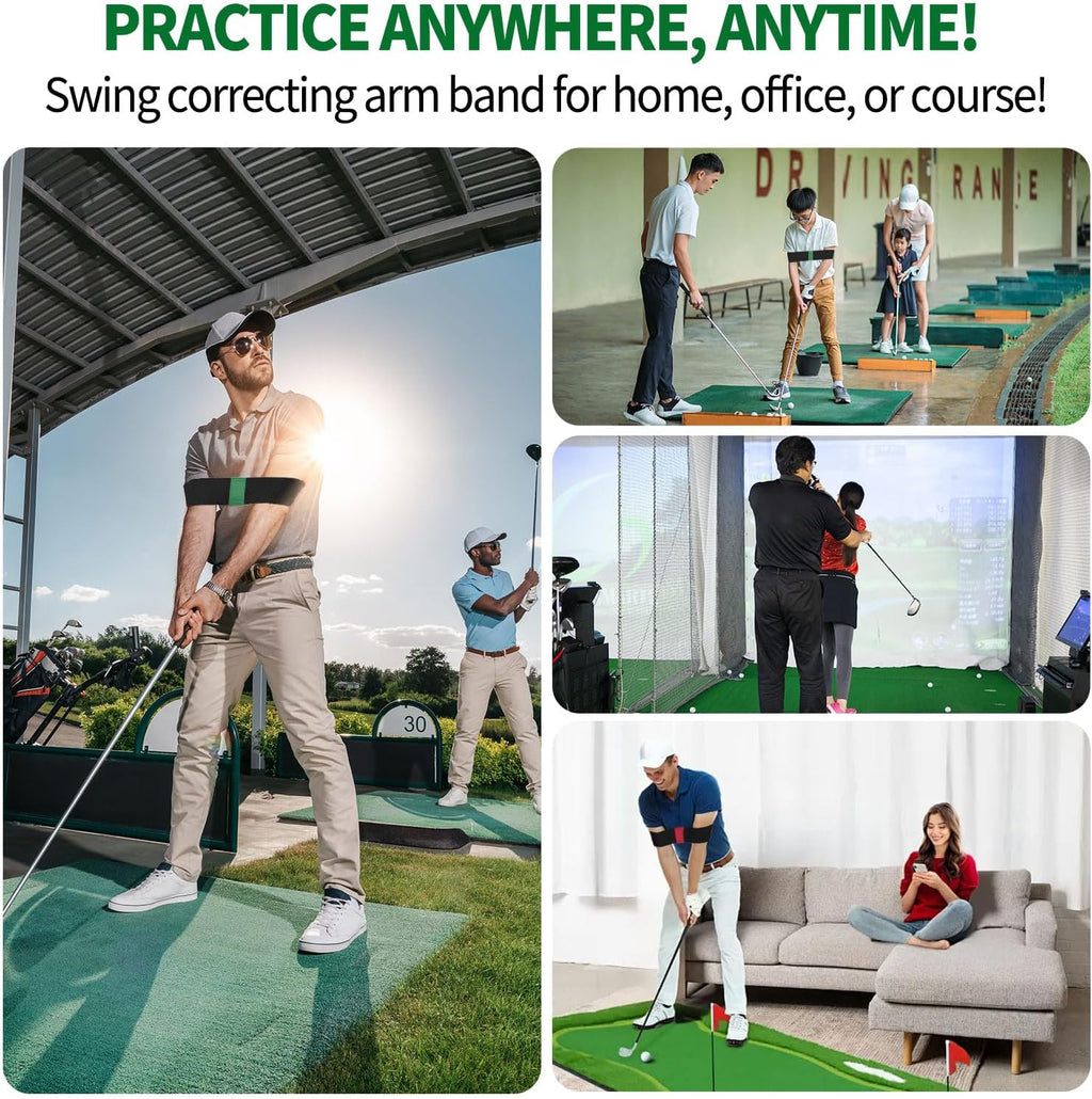 Golf Swing Trainer Aid 2Pcs – Portable Golf Training Aid for Beginners, Swing Correcting Arm Band to Improve Golf Swing Mechanics, Durable & Lightweight Design for Indoor & Outdoor Use - Green&Red