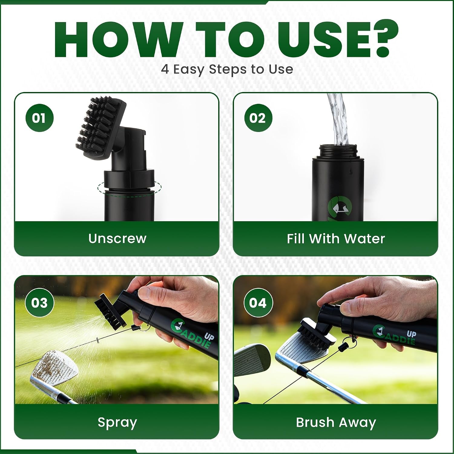 Golf Club Cleaning Brush with Water Spray & Groove Cleaner