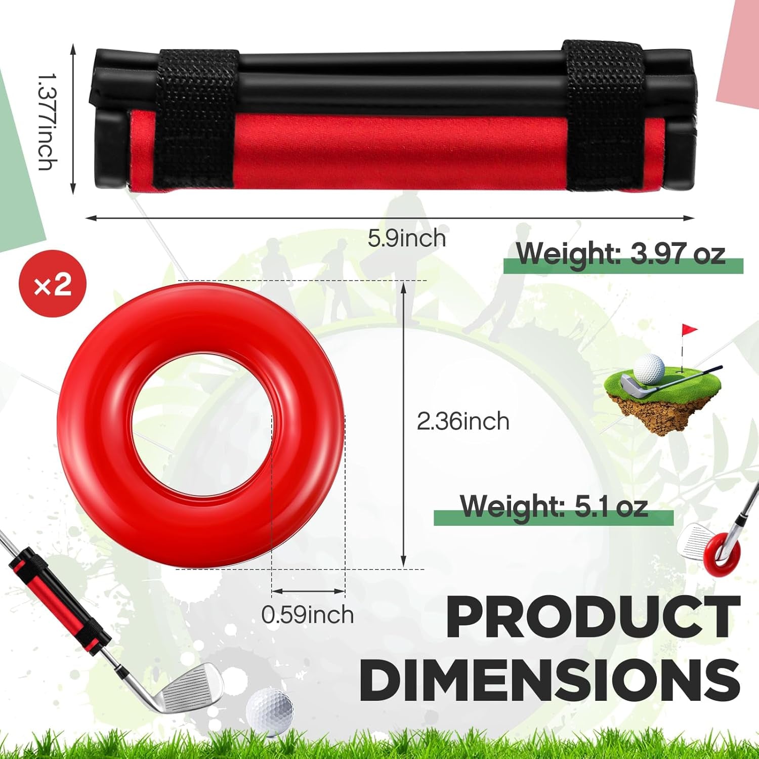Golf Swing Weight Trainer Set with Weighted Rings