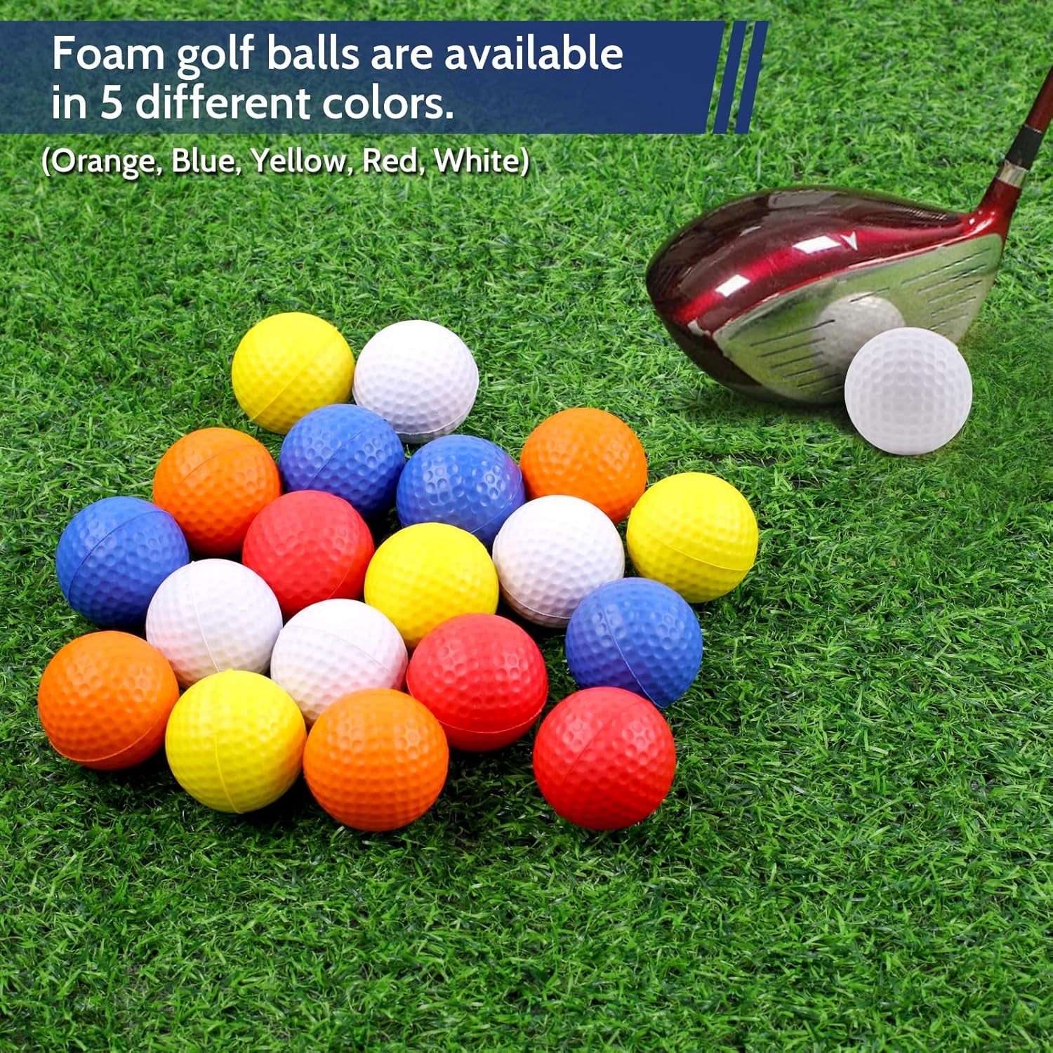 20 Pack Foam Golf Balls, 41Mm Practice Golf Balls, Realistic Feel and Long Lasting Limited Fligh Practice Golf Balls for Backyard, Soft Golf Balls for Indoor or Outdoor