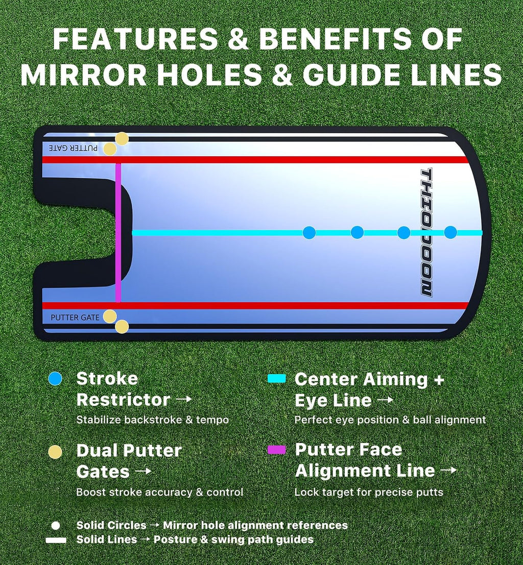 Golf Putting Alignment Mirror – Ultra-Thin Training Aid with Carry Bag