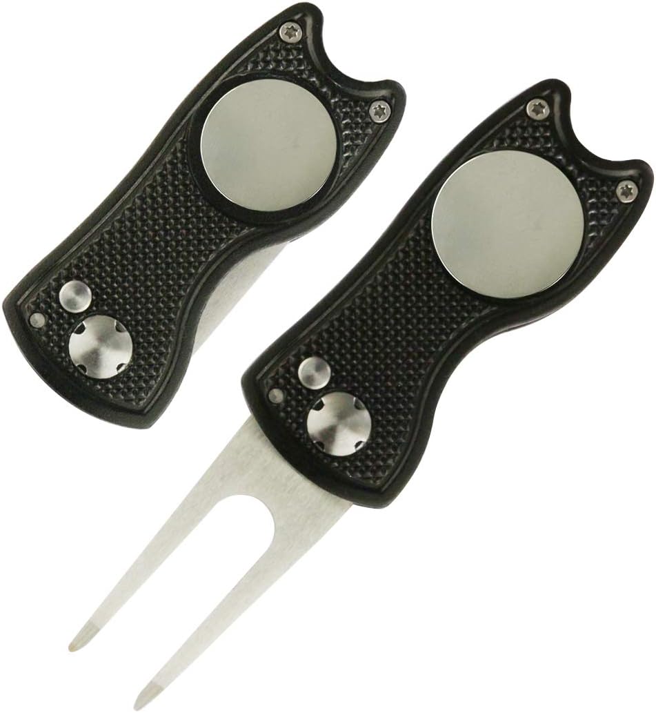 Foldable Golf Divot Tool with Magnetic Ball Marker – Premium Repair Tool
