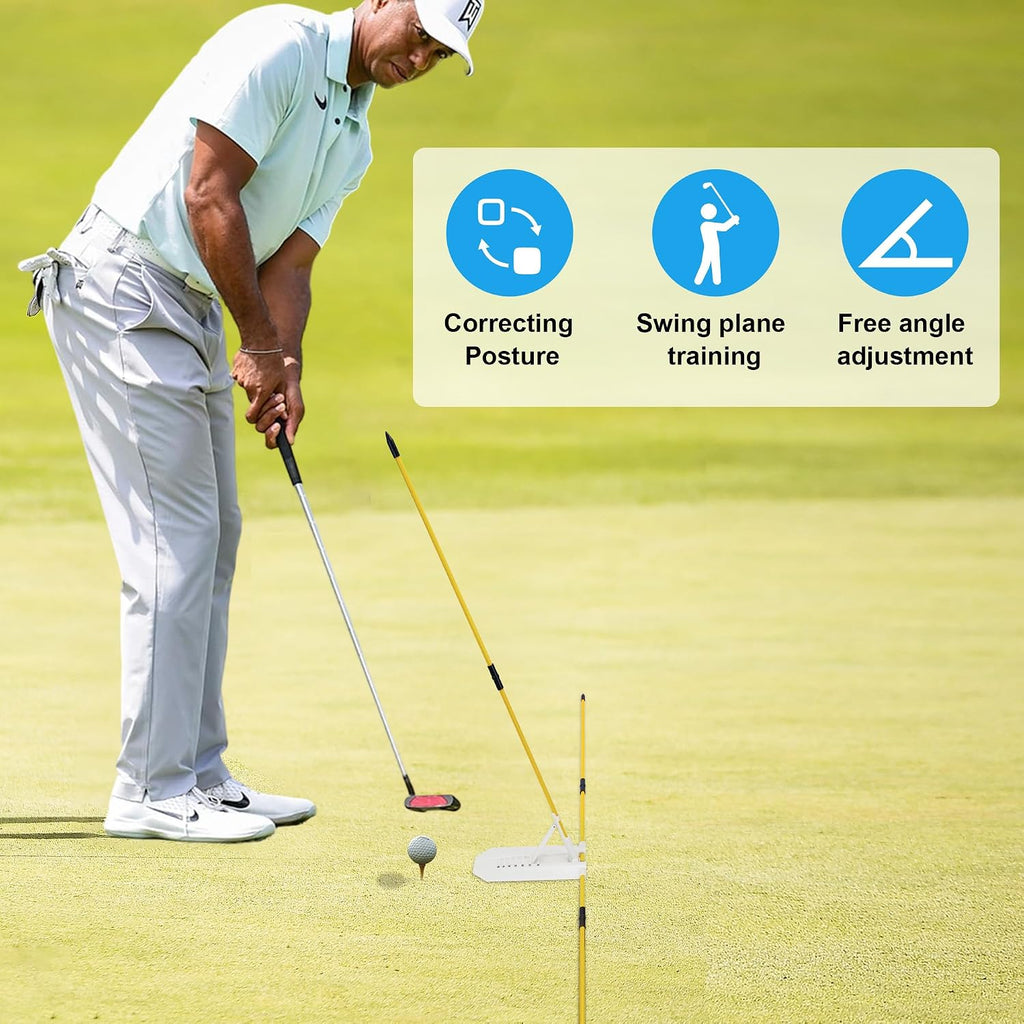 Golf Swing Plane Trainer Set – Alignment Sticks Holder for Posture, Aim & Path