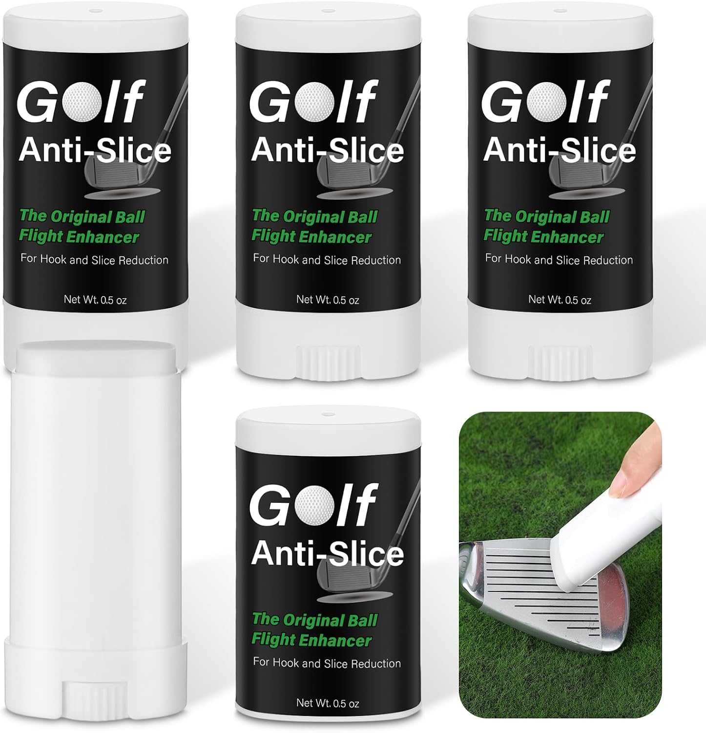 4 Pack Golf Anti-Slice Compound – Club Face Wax for Straighter Shots & Improved Accuracy