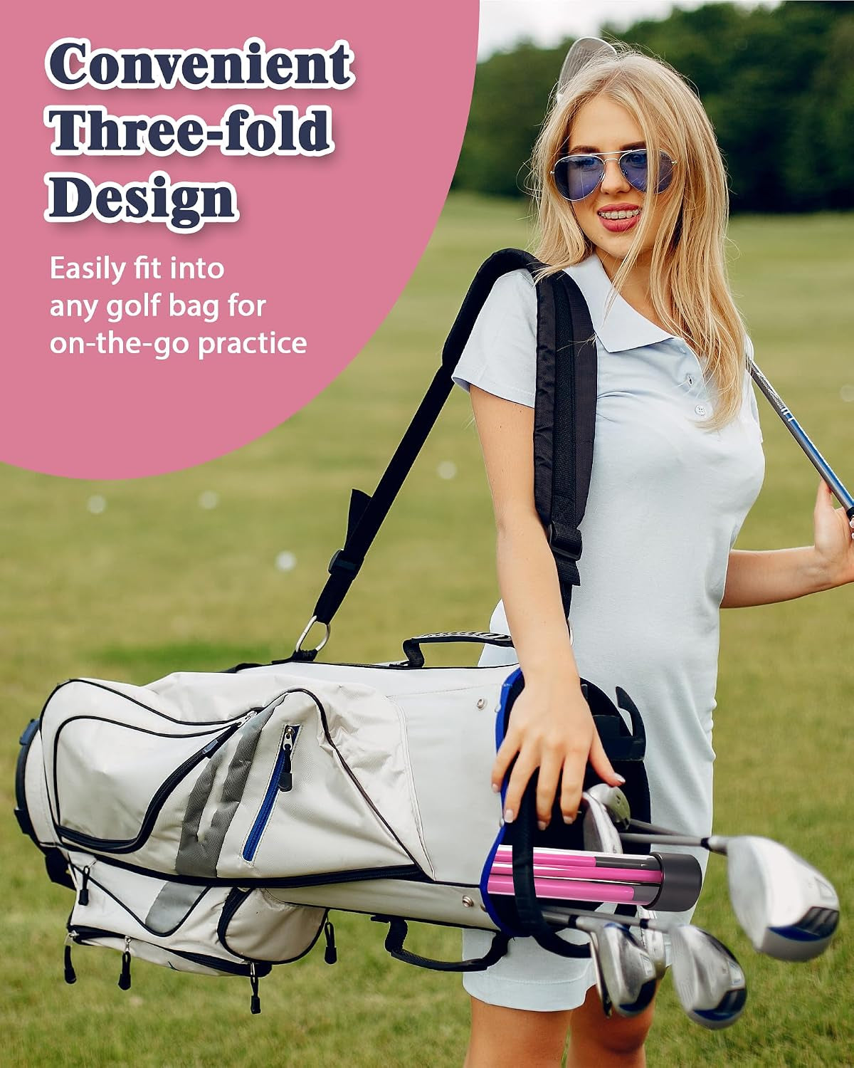 Golf Alignment Sticks, 2 Pack Plastic 49" Collapsible Alignment Stick Golf Practice Rods Aid for Aiming, Putting, Swing Trainer, Posture Corrector with Tube Case, Golf Training Equipment