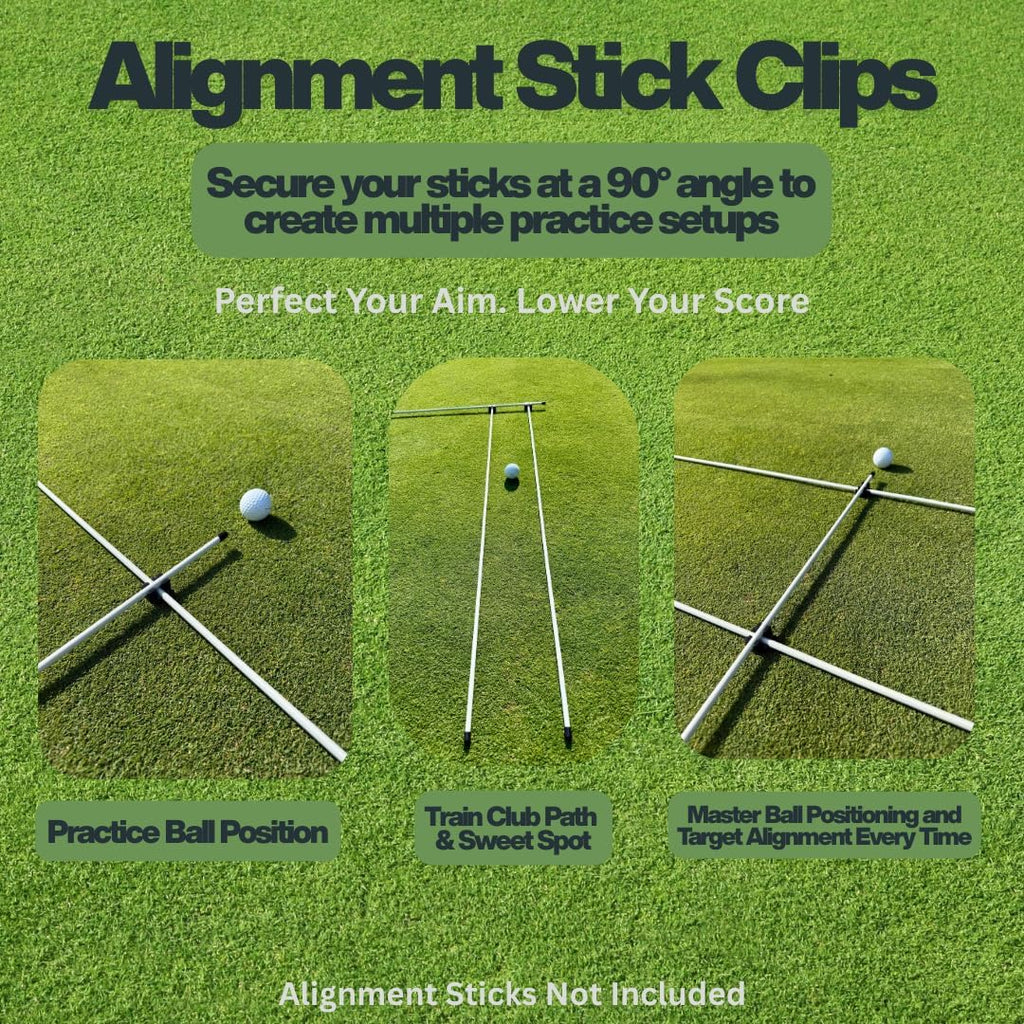 Golf Alignment Stick Clips – 3 Pack Setup & Ball Position Trainer