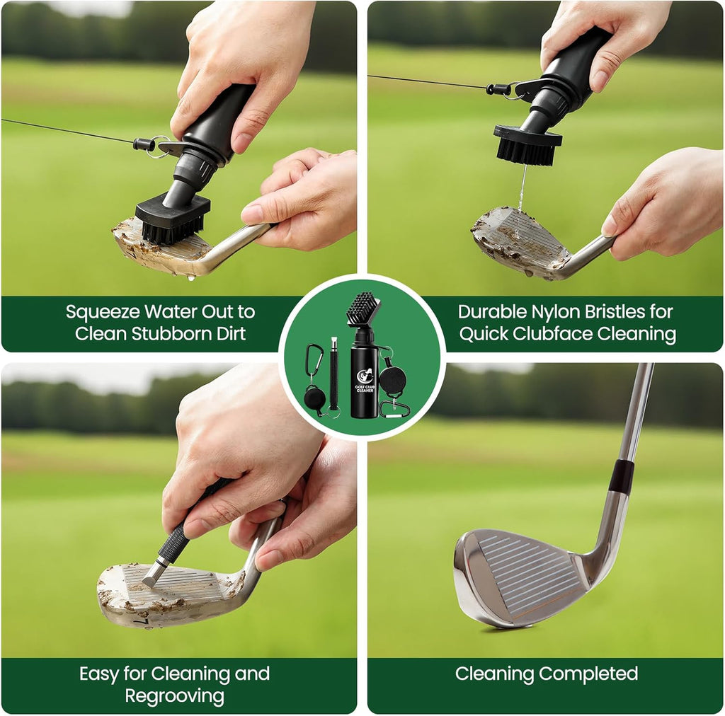 Golf Club Cleaning Kit with Groove Sharpener & Brush