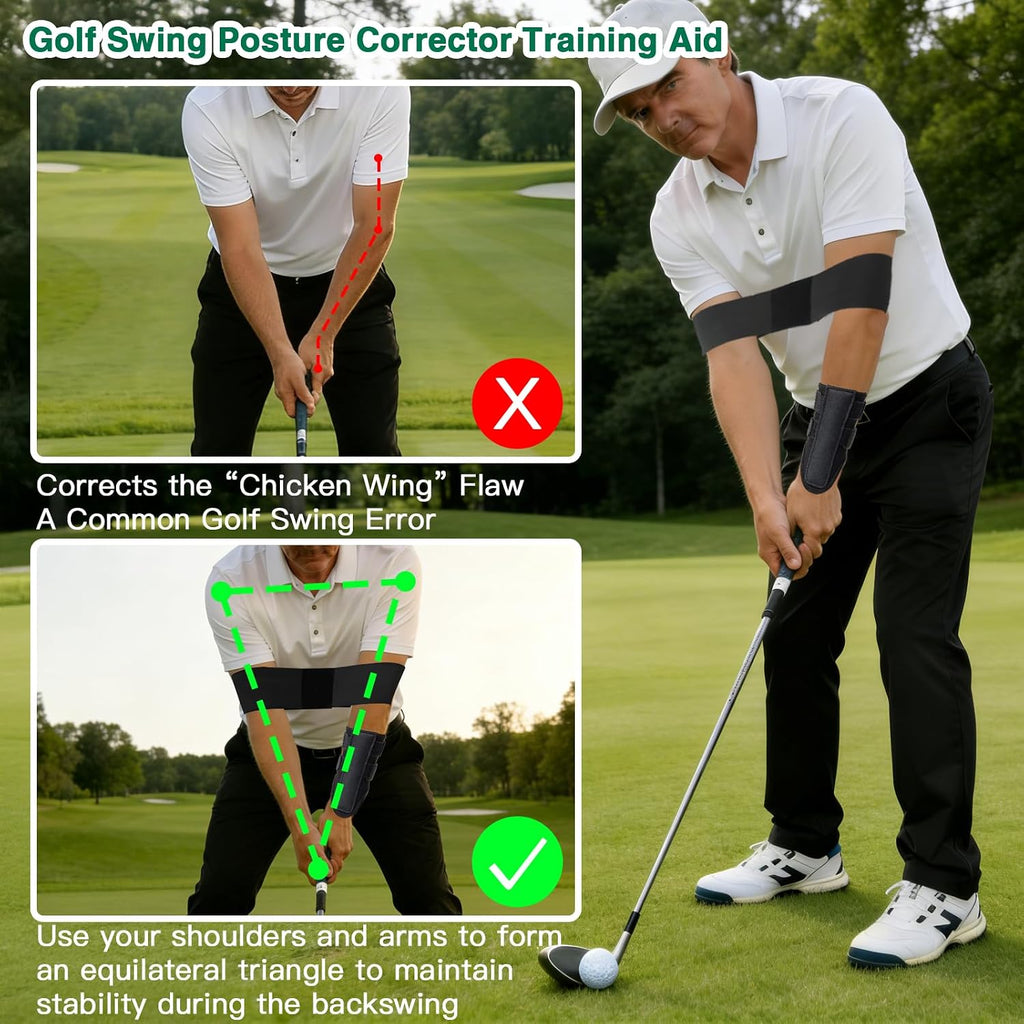 Golf Swing Training Aid Kit with Arm Band & Wrist Trainer