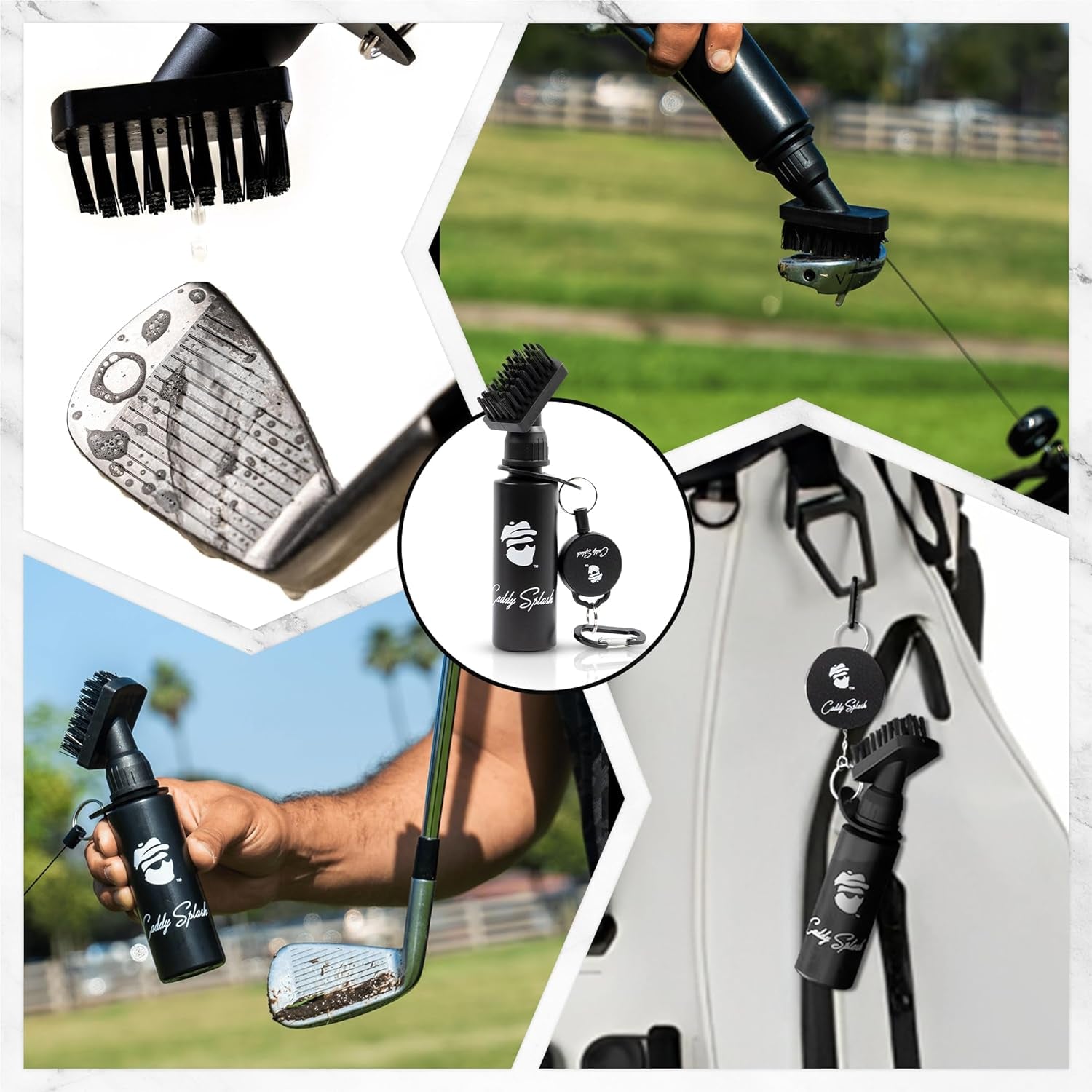 Golf Club Water Brush Cleaner with Retractable Clip