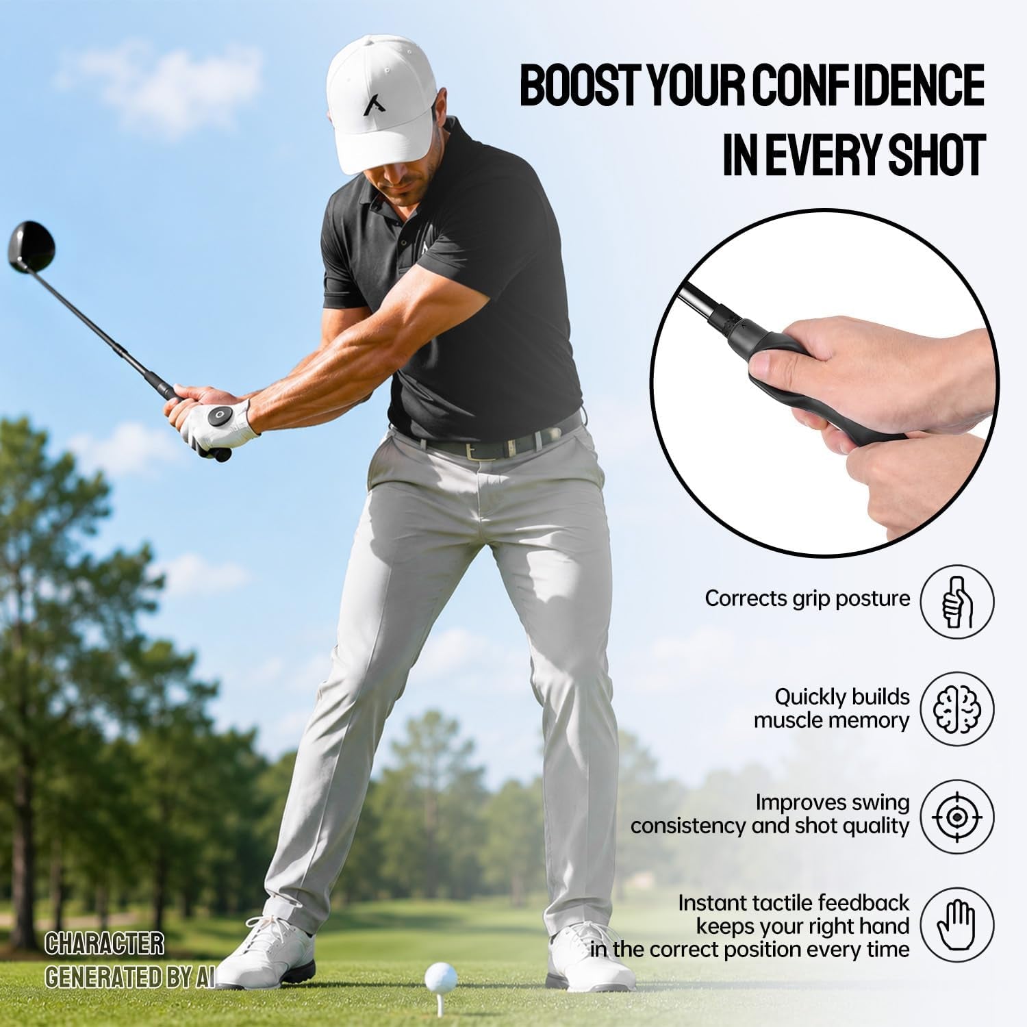 Golf Grip Trainer for Right-Handed Golfers