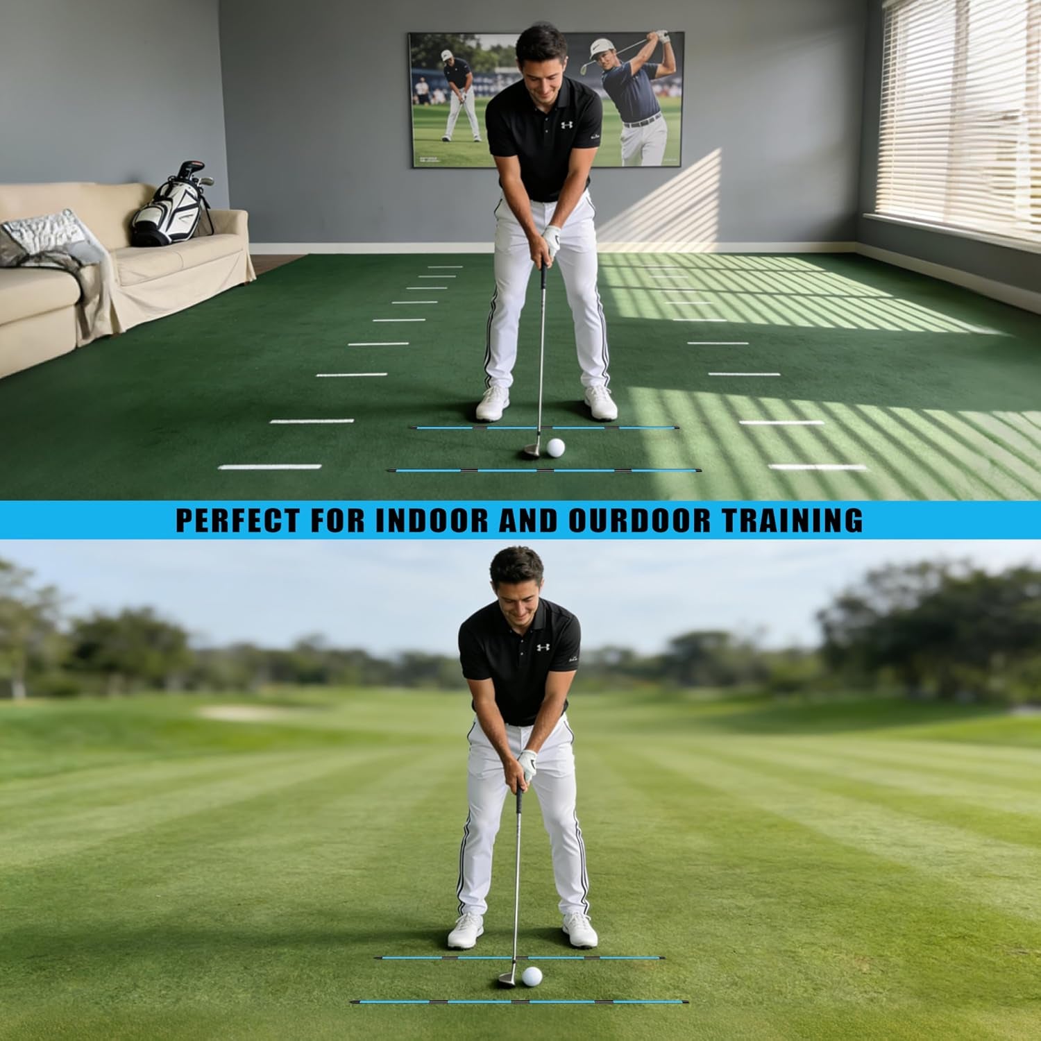 Premium Foldable 40" Golf Alignment Sticks 4 Pack - Posture Correction and Shot Accuracy Golf Training Aid