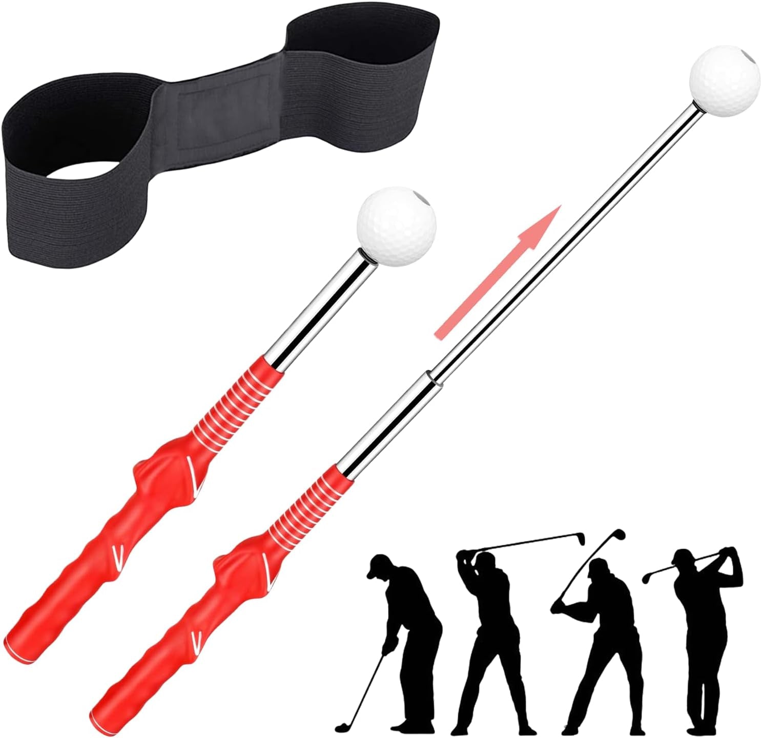 Golf Swing Trainer with Grip Aid & Arm Band (Right-Handed)