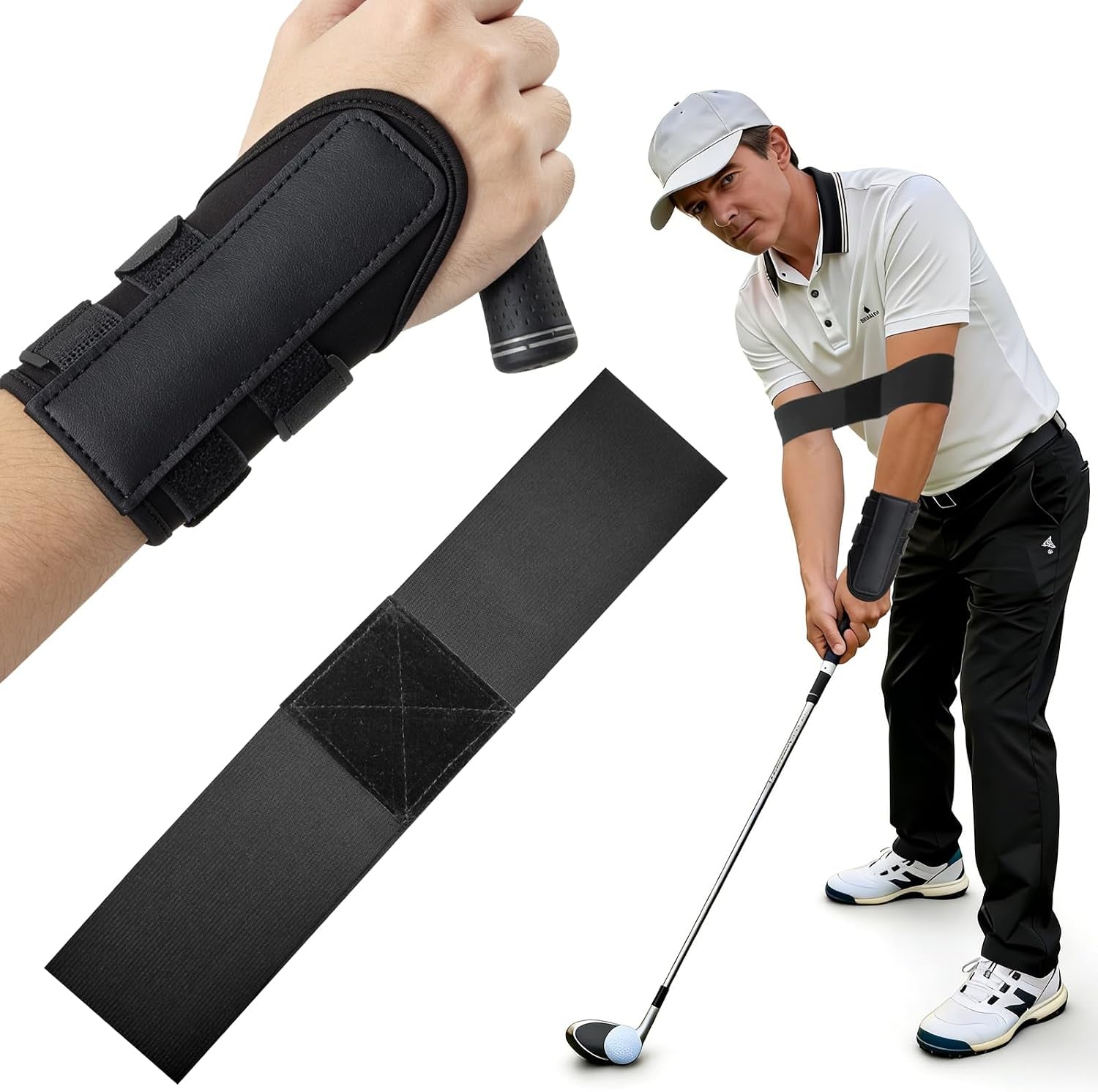 Golf Swing Training Aid Kit with Arm Band & Wrist Trainer