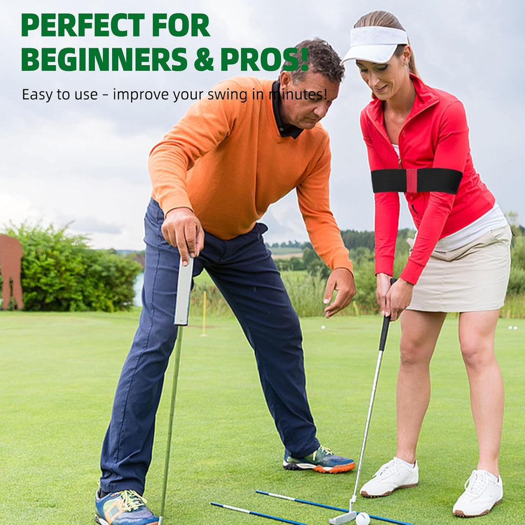 Golf Swing Trainer Aid 2Pcs – Portable Golf Training Aid for Beginners, Swing Correcting Arm Band to Improve Golf Swing Mechanics, Durable & Lightweight Design for Indoor & Outdoor Use - Green&Red