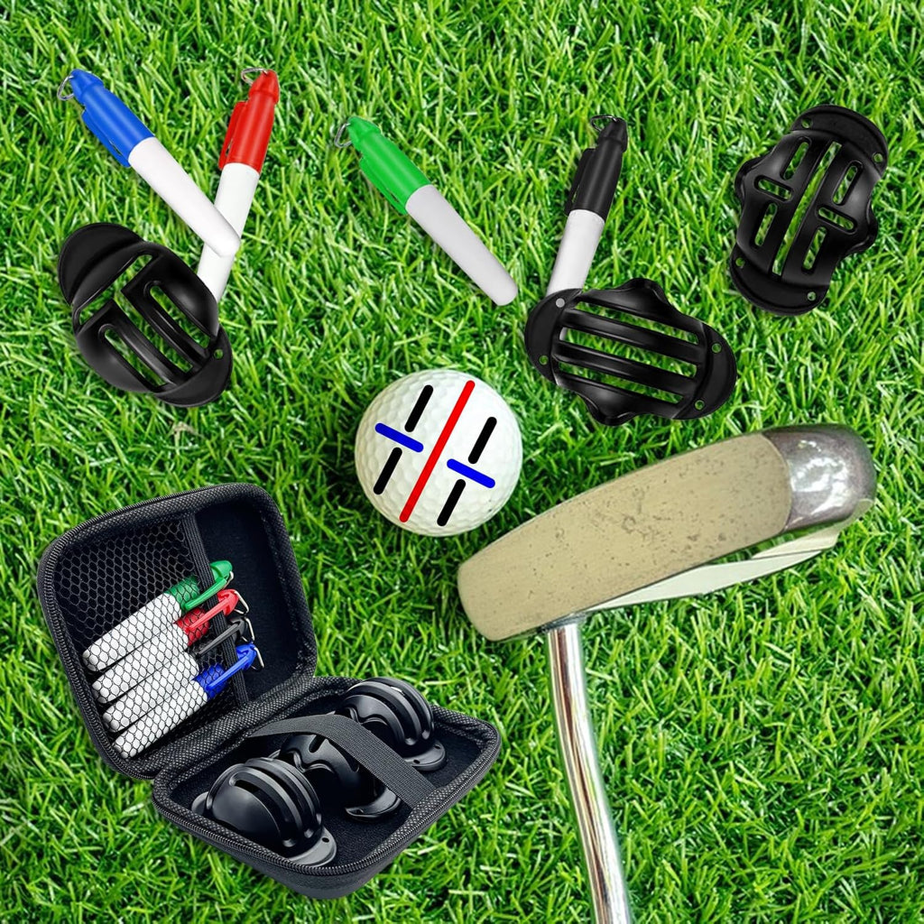 Golf Ball Alignment Marker Set with Stencils & Carry Case