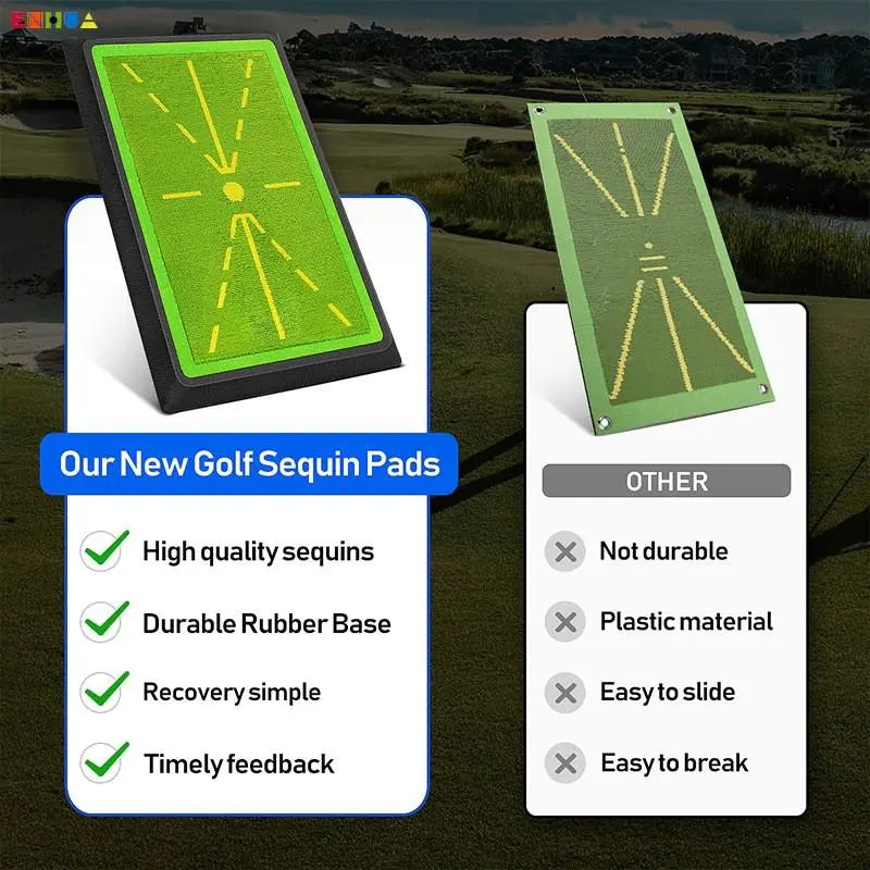 Golf Trace Strike Pad, 1 Set Sequin Golf Hitting Mat, Golf Training Sports Equipment for Indoor & Outdoor, Golf Accessories, Golf Training Accessory, Golf Training Aids, Golf Training Tool, Golf Practice Equipment