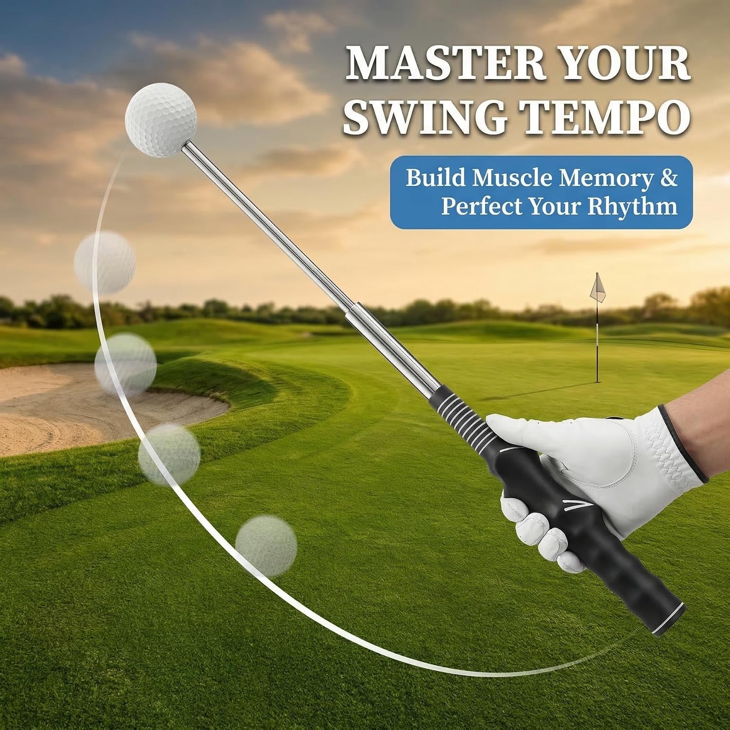 Retractable Golf Swing Trainer with Click Feedback