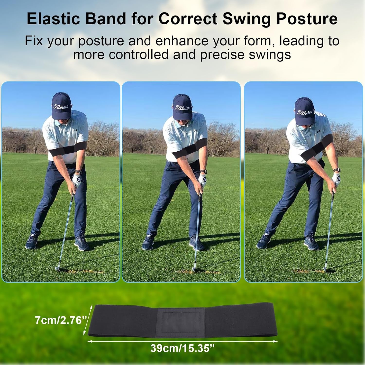 Golf Swing Trainer with Grip Aid & Arm Band (Right-Handed)