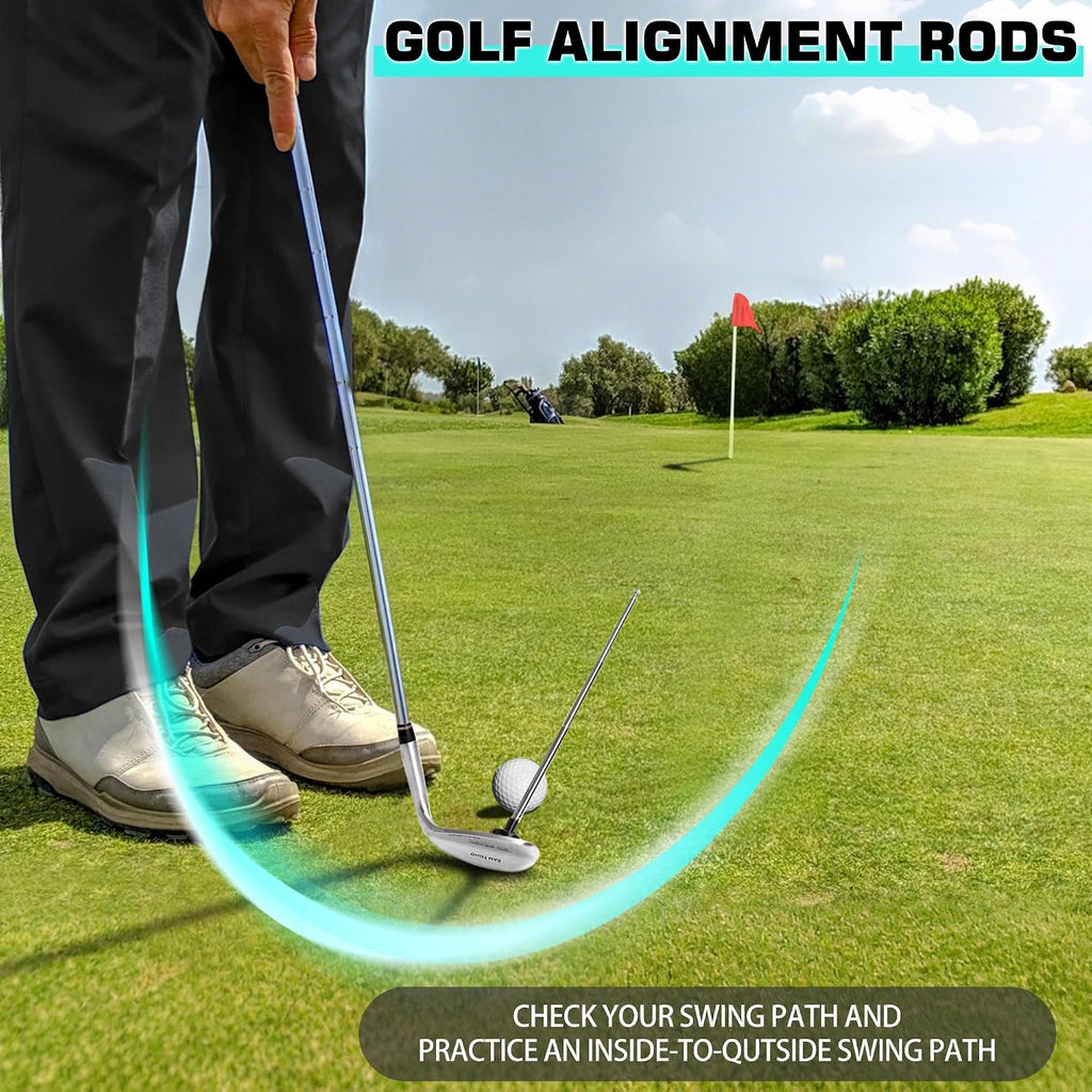 Golf Alignment Rods, Golf Alignment Stick Corrector Lie Angle Tool, Golf Swing Training Aids Aiming Stick - Golf Club Face Aim, Visualize and Align Your Golf Shot