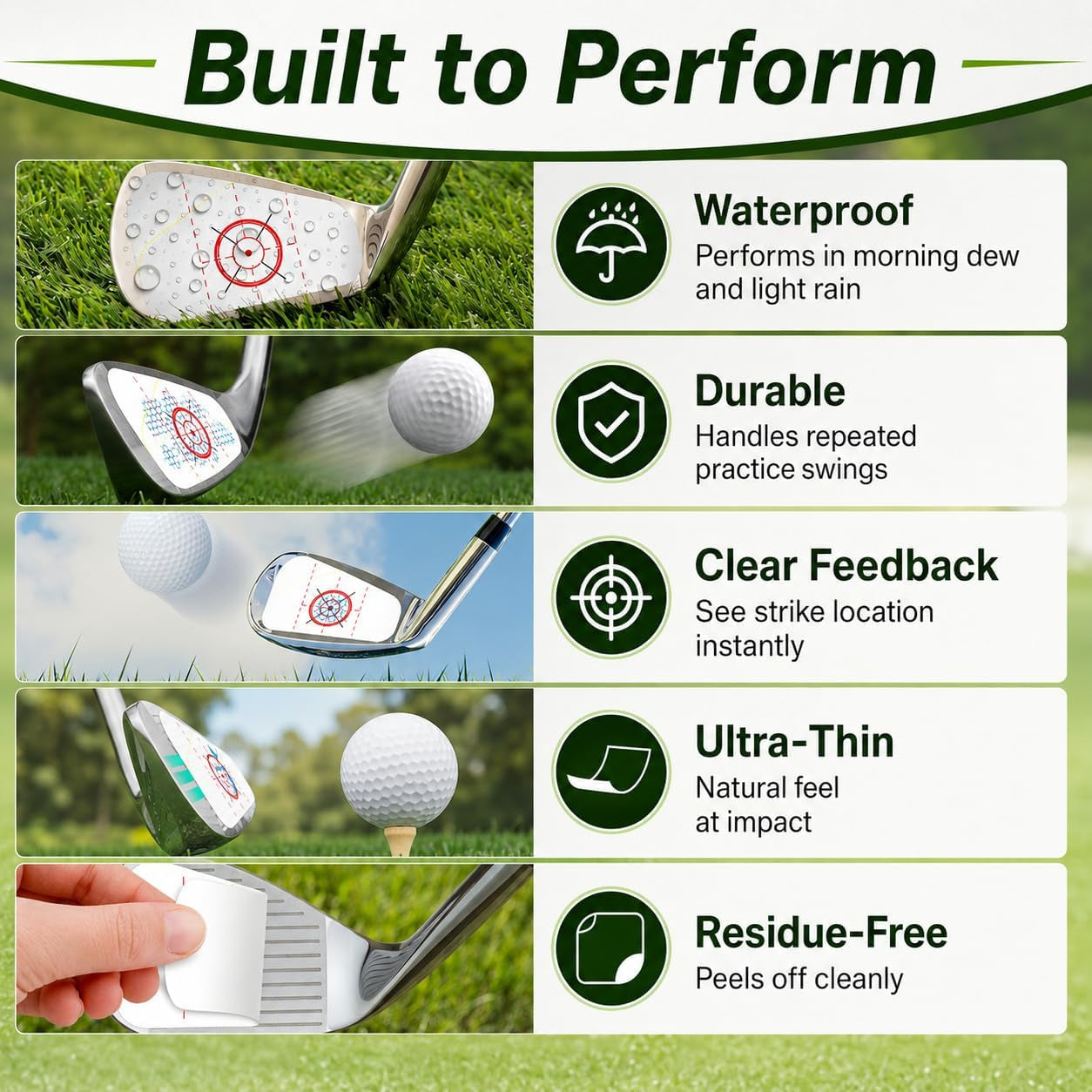 Golf Impact Tape – 162 Golf Club Impact Stickers for Instant Swing Feedback