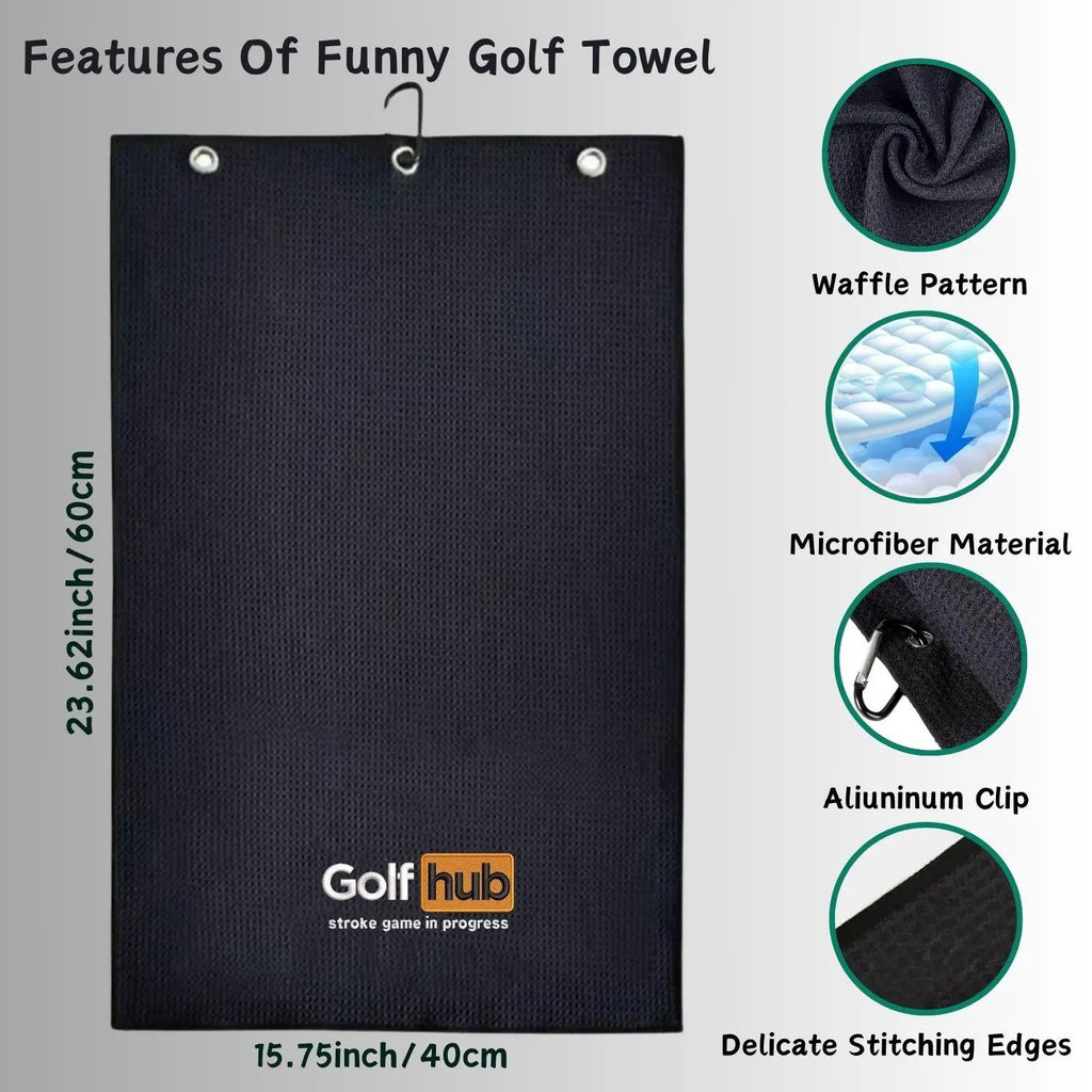 Golf Towel, Golf Accessories for Men & Women, Embroidered Funny Golf Towel, Easy to Clean and Carry Golf Towel, Outdoor Sports Towel, Golf Game Equipment, Golf Gifts, Golf Pack