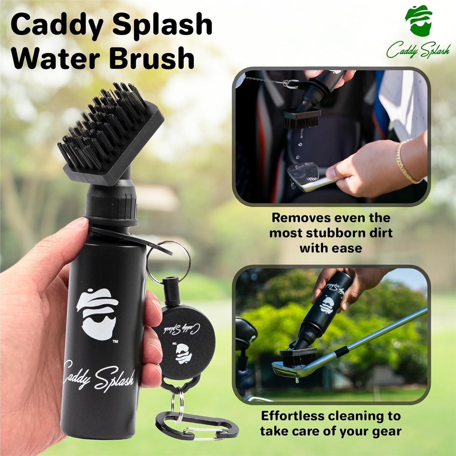 Golf Club Water Brush Cleaner with Retractable Clip