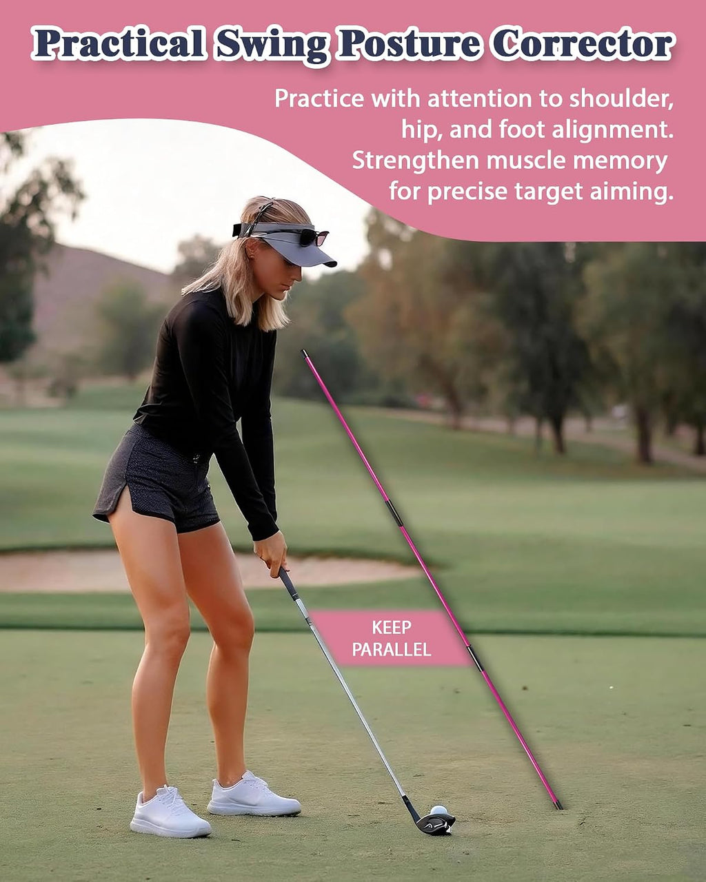 Golf Alignment Sticks, 2 Pack Plastic 49" Collapsible Alignment Stick Golf Practice Rods Aid for Aiming, Putting, Swing Trainer, Posture Corrector with Tube Case, Golf Training Equipment