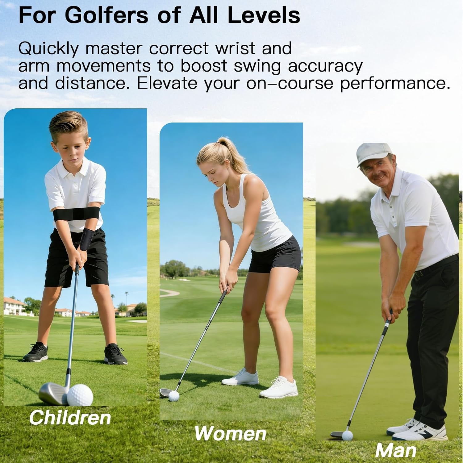 Golf Swing Training Aid Kit with Arm Band & Wrist Trainer