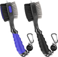 2 Pack Golf Club Brushes and Groove Cleaner 2 Ft Retractable Zipline Carabiner Golf Brush Head with Retractable Spike Comfortable Grip Golf Club Cleaner