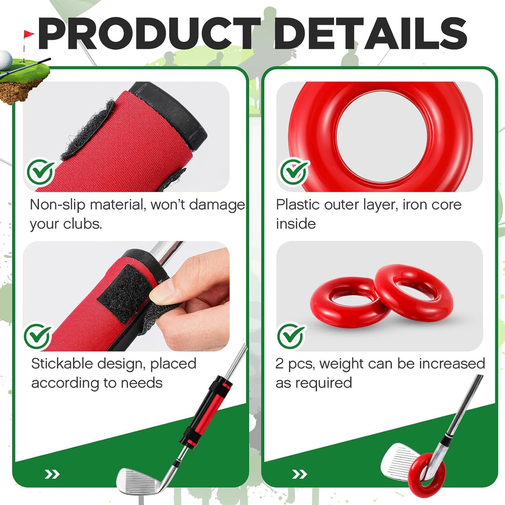 Golf Swing Weight Trainer Set with Weighted Rings