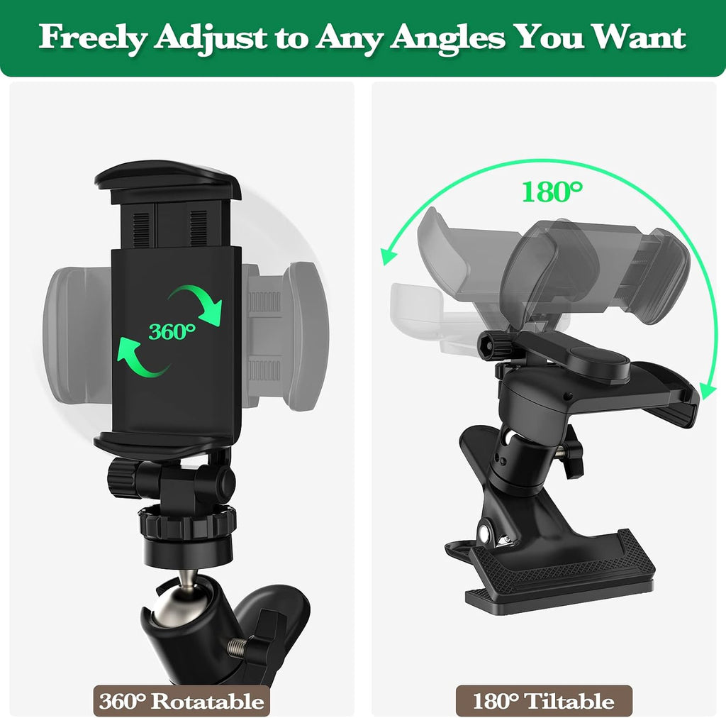 Golf Cart Phone Mount – 360° Adjustable Cell Phone Holder for Swing Recording