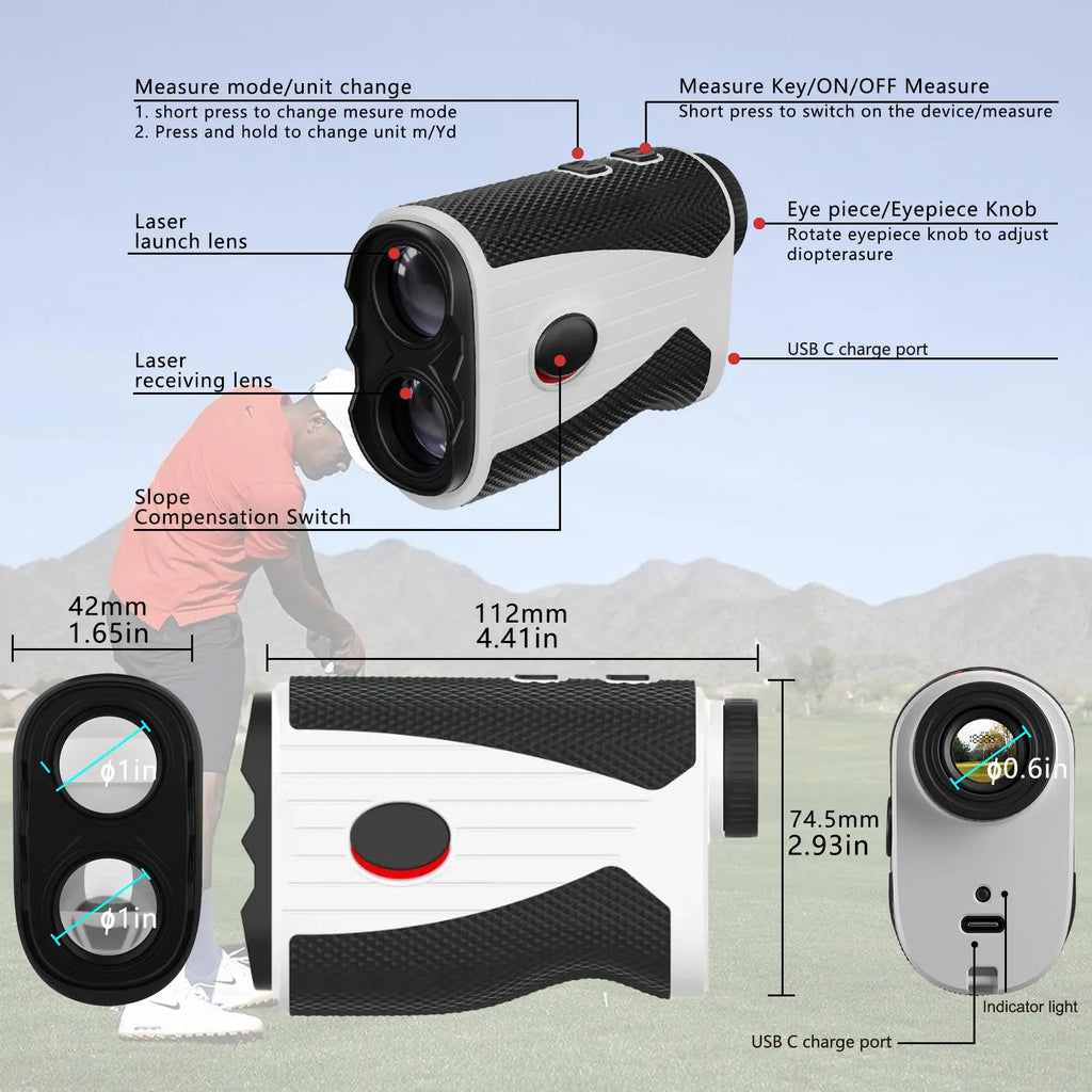 Golf Laser Rangefinder – 1200 Yard Rangefinder with Slope & Magnetic Mount