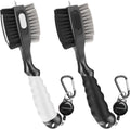 2 Pack Golf Club Brushes and Groove Cleaner 2 Ft Retractable Zipline Carabiner Golf Brush Head with Retractable Spike Comfortable Grip Golf Club Cleaner and Best Golf Gifts for Men （Black & White)
