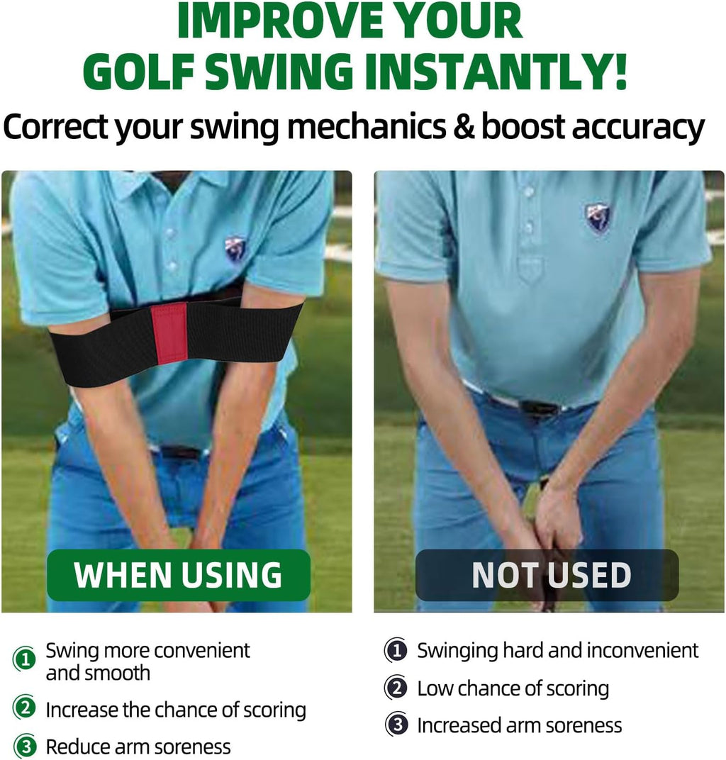 Golf Swing Trainer Aid 2Pcs – Portable Golf Training Aid for Beginners, Swing Correcting Arm Band to Improve Golf Swing Mechanics, Durable & Lightweight Design for Indoor & Outdoor Use - Green&Red