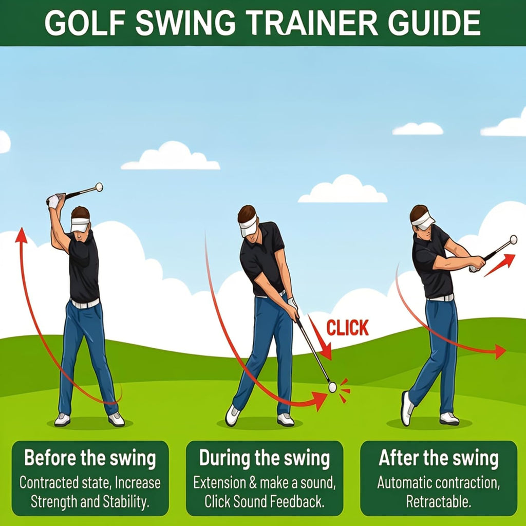 Retractable Golf Swing Trainer with Click Feedback