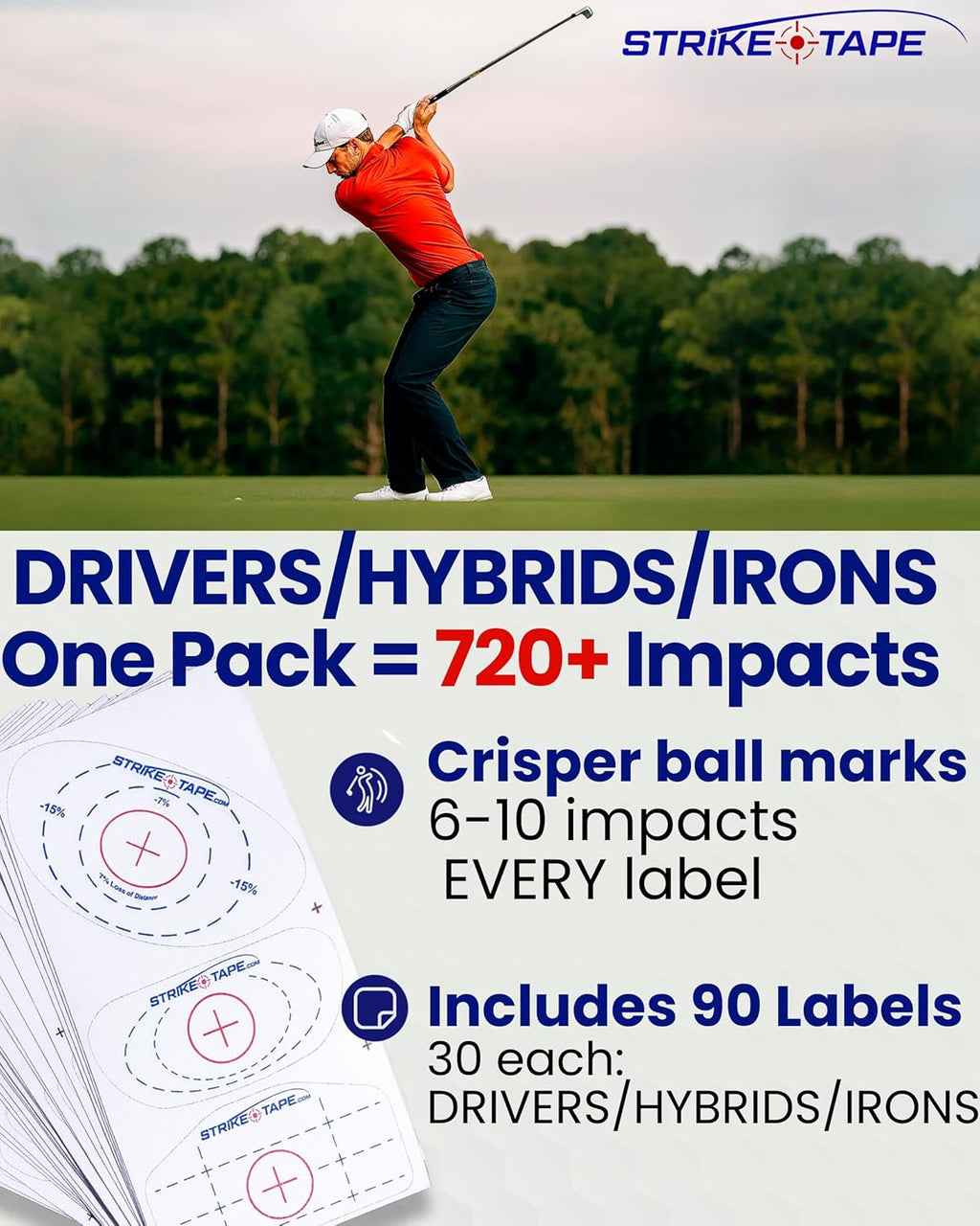 Strike Tape Golf Impact Stickers – Club Face Impact Labels