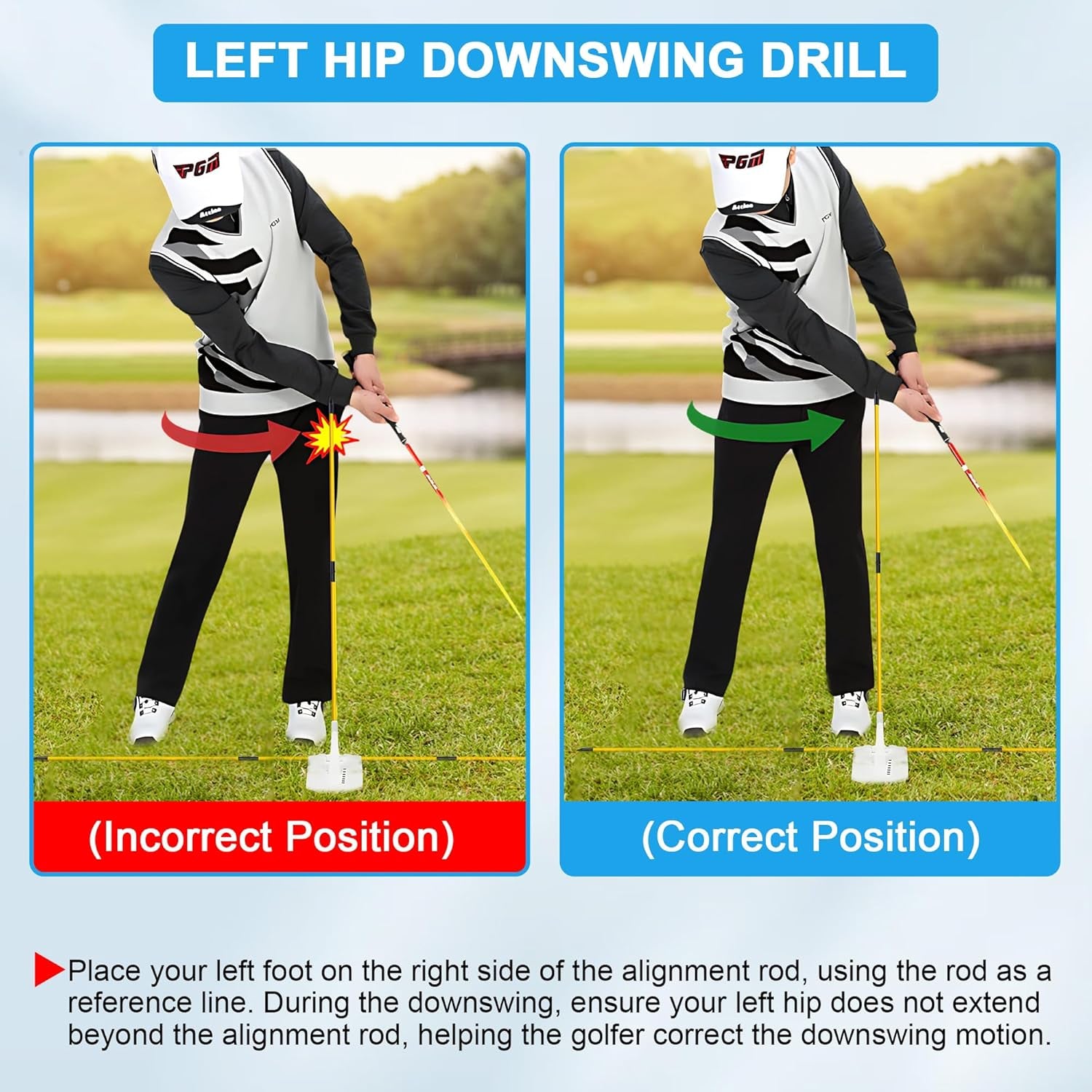 Golf Swing Plane Trainer Set – Alignment Sticks Holder for Posture, Aim & Path
